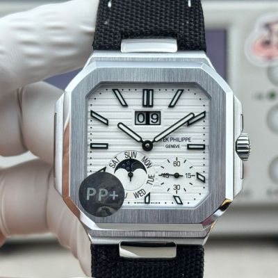 PP+Factory Super Cloned Patek Philippe CUBITUS 5822 Moon Phase White Gold Watch 